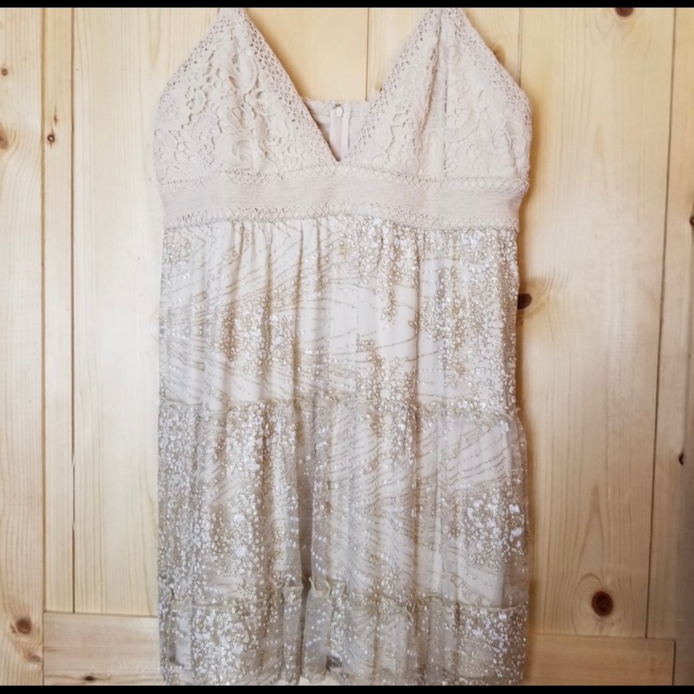 Southern Fried Chics Chasing Memories Spaghetti Strap Glitter Dress NWT